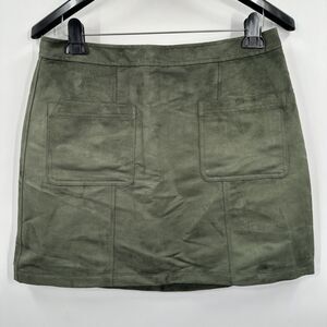 Old Navy Mini Skirt 12 Green Faux Suede A-Line Holiday Preppy High Waist